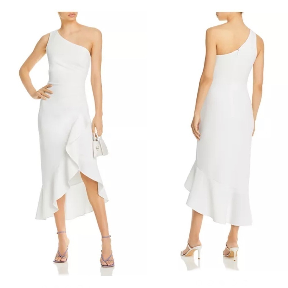 AQUA Off the Shoulder Crepe Cocktail Dress